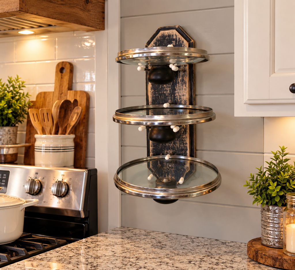 Wall-Mounted Pot Lid Holder & Cabinet Organizer - JADE Lid Grid
